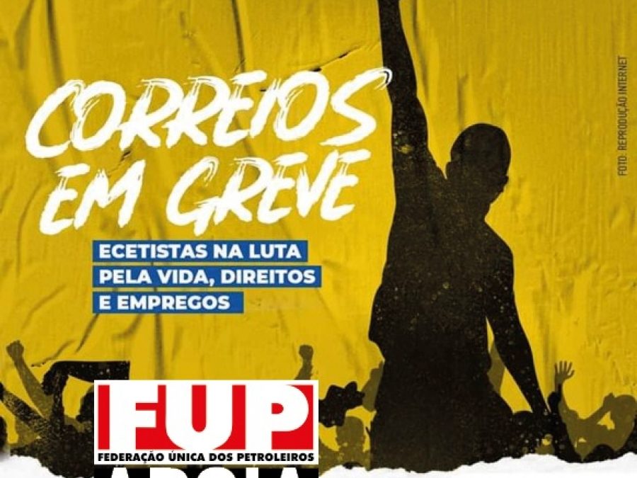 Petroleiros em apoio à greve dos trabalhadores dos Correios